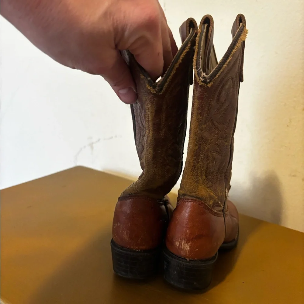 Kenny Kids Brown Leather Western Boots 9 1/2D